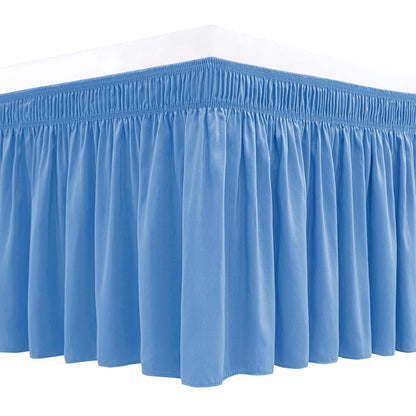 Wrap Around Queen Size Bed Skirt 15" Drop-Elastic Dust Ruffle Light Camel