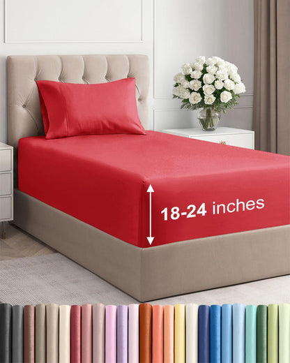 Extra Deep King Sheet Set - 4 Piece Breathable & Cooling - Antique White