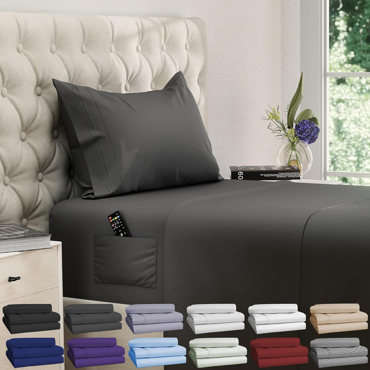 DREAMCARE King Size Sheets Set - King - Extra Deep - Gray