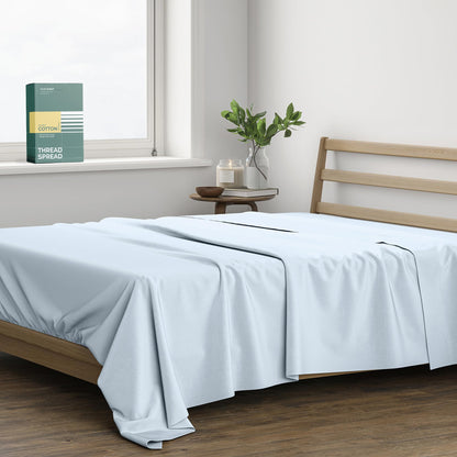 THREAD SPREAD 100% Organic Cotton King Flat Sheet - Percale Weave Cotton Flat Sheet Only (1 PC, White), Crisp, Cool, Strong & Breathable Lightweight Bed Linen Top Sheets, GOTS Certified Sheets