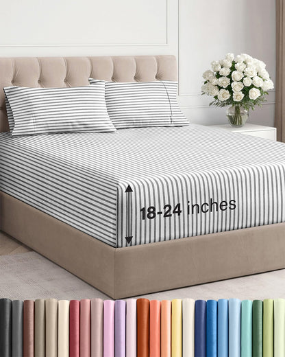 Extra Deep King Sheet Set - 4 Piece Breathable & Cooling - Antique White