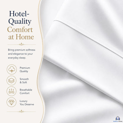 Mattress-Homes Flat Sheets Only Queen Size 100% Cotton Top Sheet 1PC Cool & Breathable Luxury Hotel Quality Flat Sheet Only, Bed Sheets White Solid