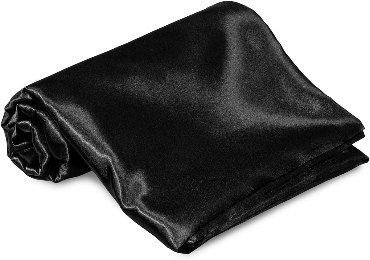 Homiest Black Satin Flat Sheet, Full Silky Bed Top Sheet Only