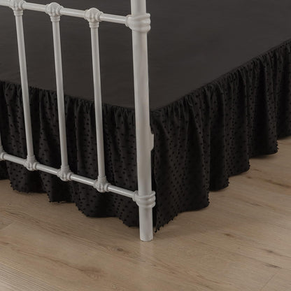 Tufted Dot Bed Skirt Queen Size - Ruffled Bed Skirt with Split Corners
