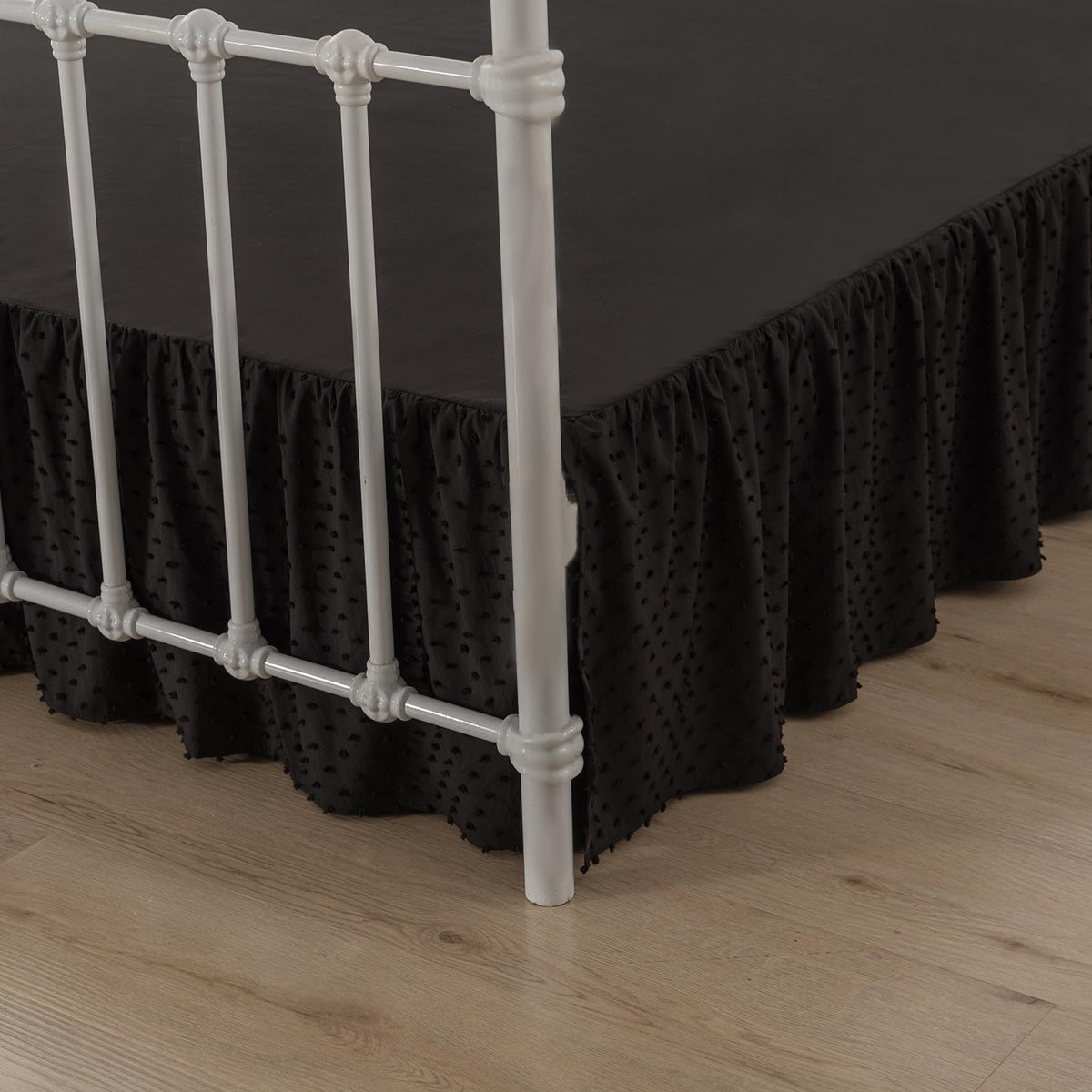 Tufted Dot Bed Skirt Queen Size - Ruffled Bed Skirt with Split Corners