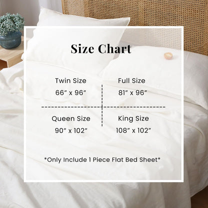 S VICTORY SYMBOL 100% Organic Linen Flat Sheet 1 Piece-Stone Washed French Flax Twin Size Bedding,Soft Flat Top Sheet Breathable(66"x96",Creamy White)