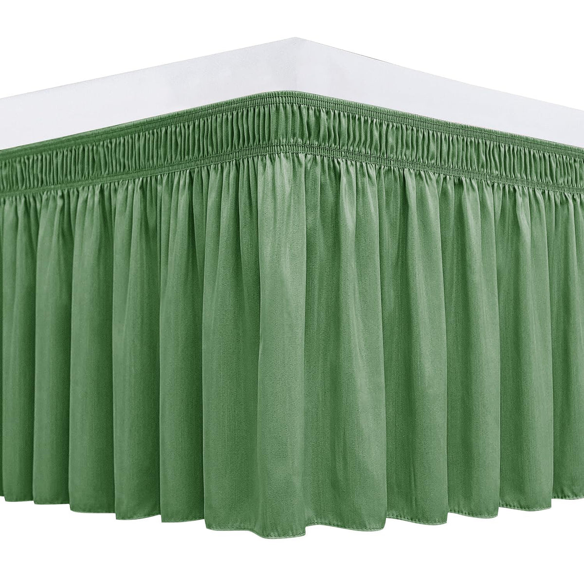 Wrap Around Queen Size Bed Skirt 15" Drop-Elastic Dust Ruffle Light Camel