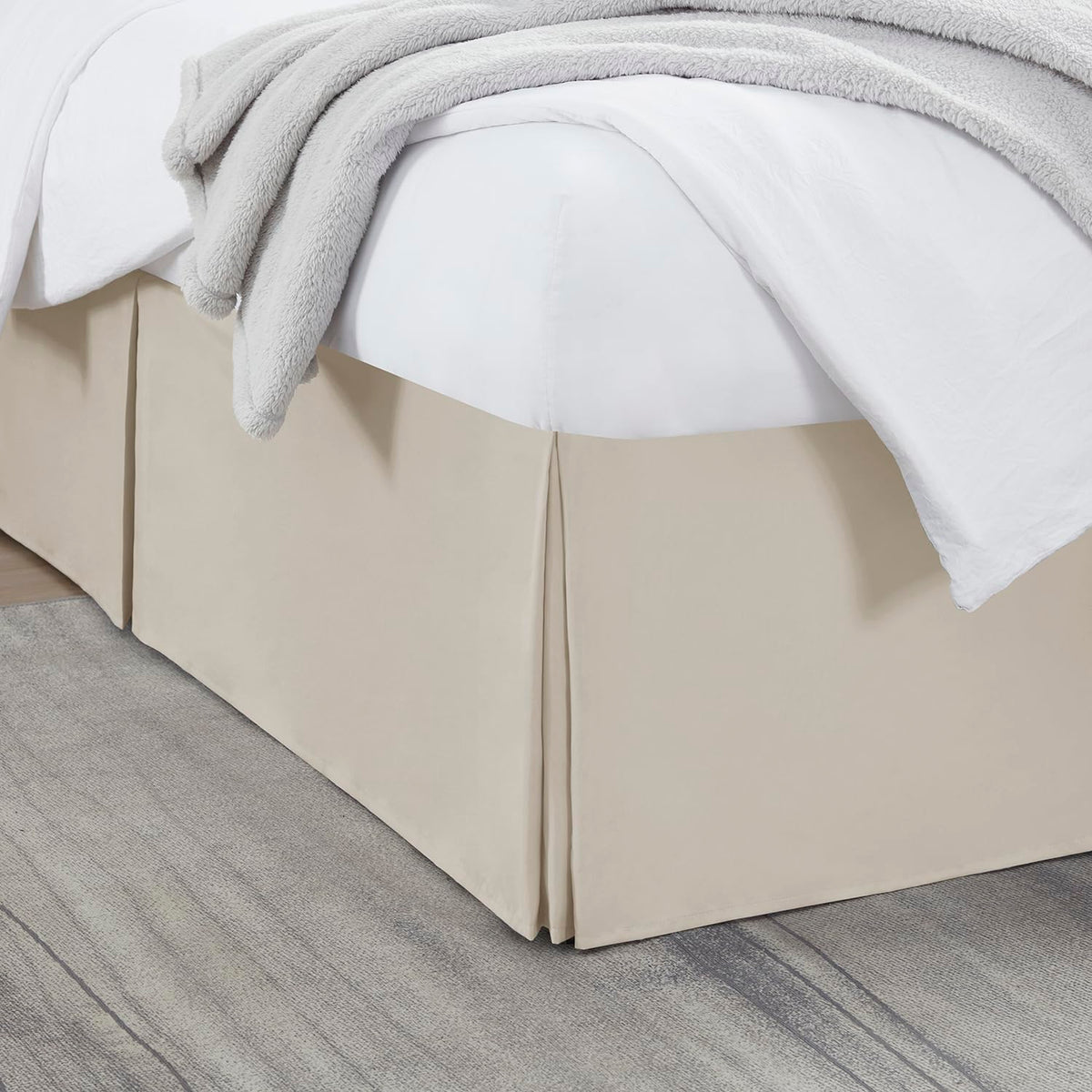 Nestl Linen Bed Skirt Queen Size - Queen Bed Skirt 14 Inch Drop - Brushed Microfiber Bed Skirts - Hotel Quality Pleated Bed Skirt - Shrinkage & Fade Resistant