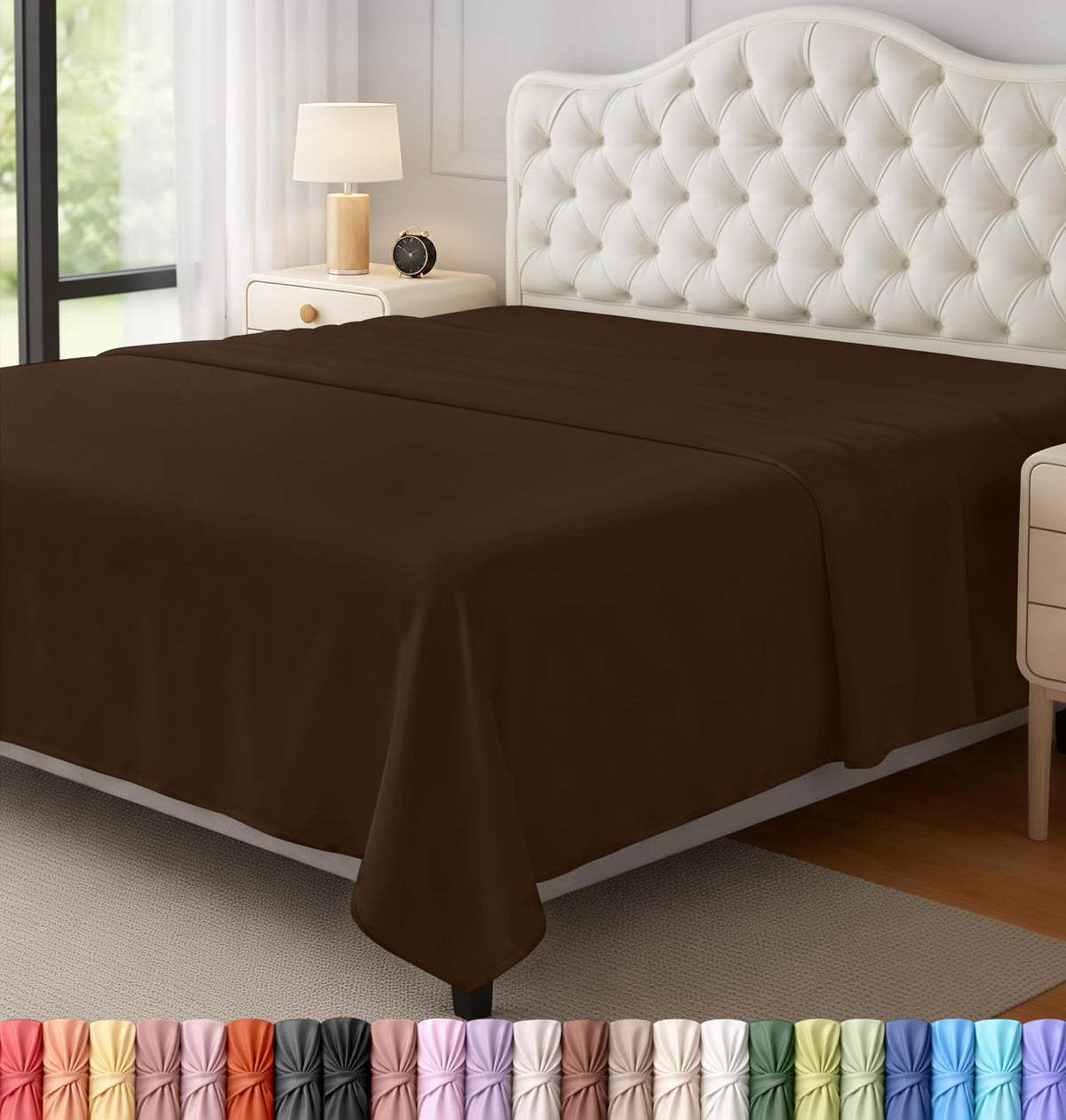 Full Size Flat Sheet Only, Ultra Soft & Breathable Hotel Sheets, White