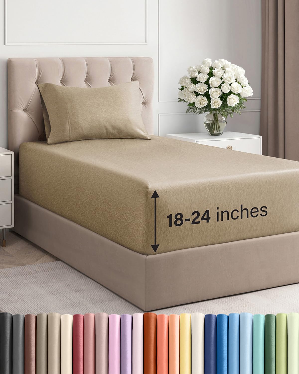 Extra Deep King Sheet Set - 4 Piece Breathable & Cooling - Antique White