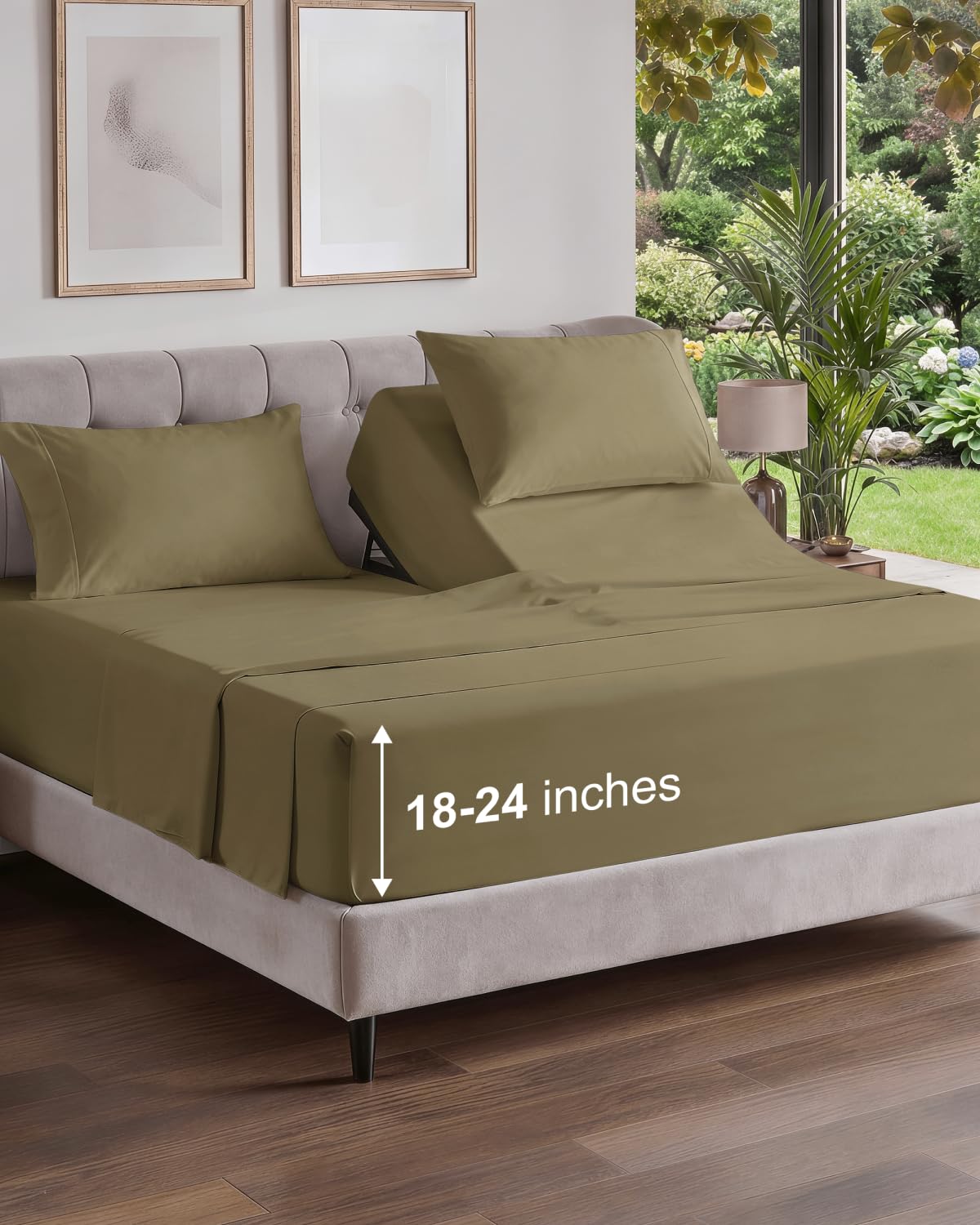 Extra Deep King Sheet Set - 4 Piece Breathable & Cooling - Antique White