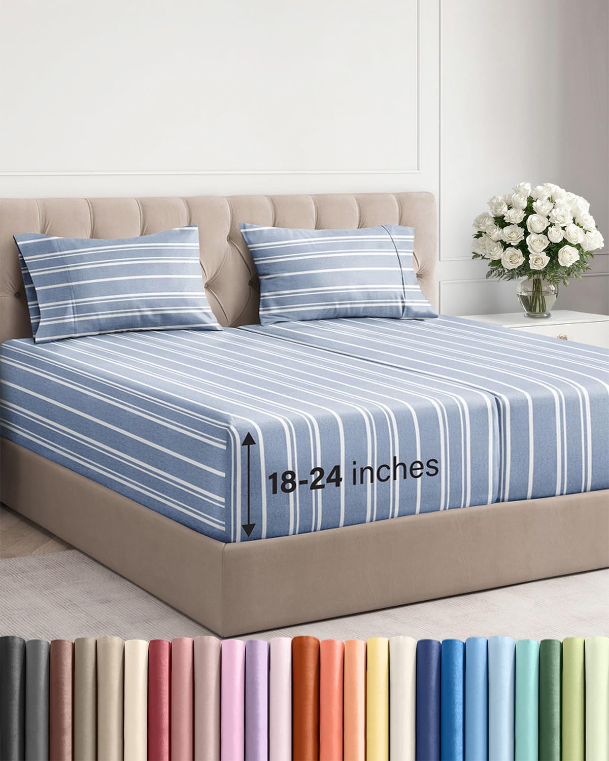 Extra Deep King Sheet Set - 4 Piece Breathable & Cooling - Antique White