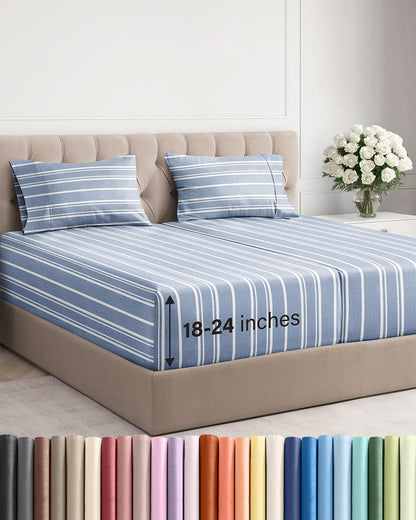 Extra Deep King Sheet Set - 4 Piece Breathable & Cooling - Antique White