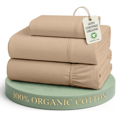 LANE LINEN Queen Sheets 100% Organic Cotton 4pc Percale Cooling - White