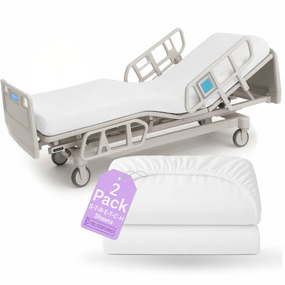 BLISSFORD 2 Pack Fitted Hospital Bed Sheets for Home Use, 36 x 84 x 12