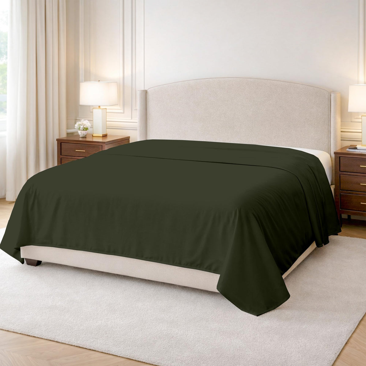 Kotton Culture 100% Egyptian Cotton 1 Pc Flat Sheet - 600 Thread Count, Soft and Crisp, Breathable, Top Sheet Only, Ultra Premium Sateen Weave Queen Bed Sheets, Cotton Flat Sheet (Chocolate)
