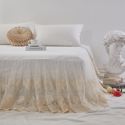 Brandream Cream Lace Bed Skirt King 18-Inch Drop Romantic Bedding