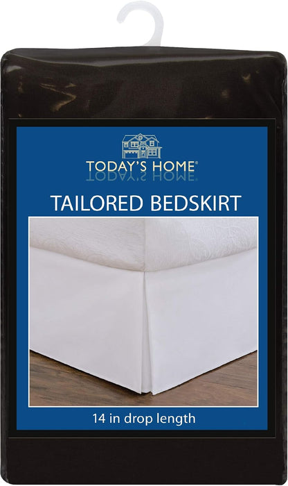 Today’s Home Classic Tailored Bed Skirt Dust Ruffle, Microfiber, 14" Drop Length, King, Black
