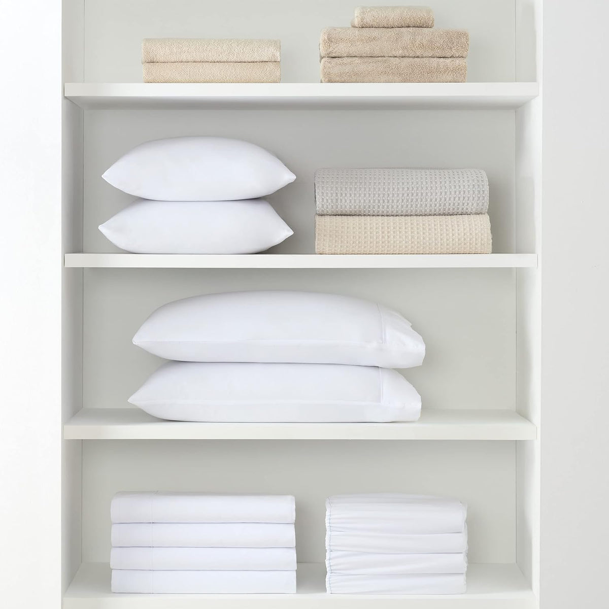 Arkwright Bulk King Flat Bed Sheets - Pack of 6 - Soft Hypoallergenic Cotton Blend Top Sheet Only, Hotel Collection Bedding for Hosts, Resorts, and Vacation Rentals, White
