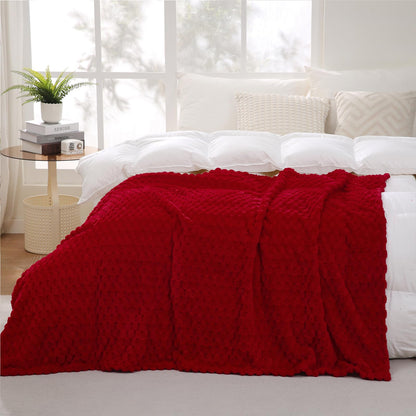 Puncuntex Burnt Orange Throw Blanket 50"×60" Fuzzy 3D Jacquard Decorative