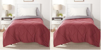 Amazon Basics Reversible Lightweight Microfiber All Season Comforter Blanket, Twin/Twin XL, Burgundy/Grey