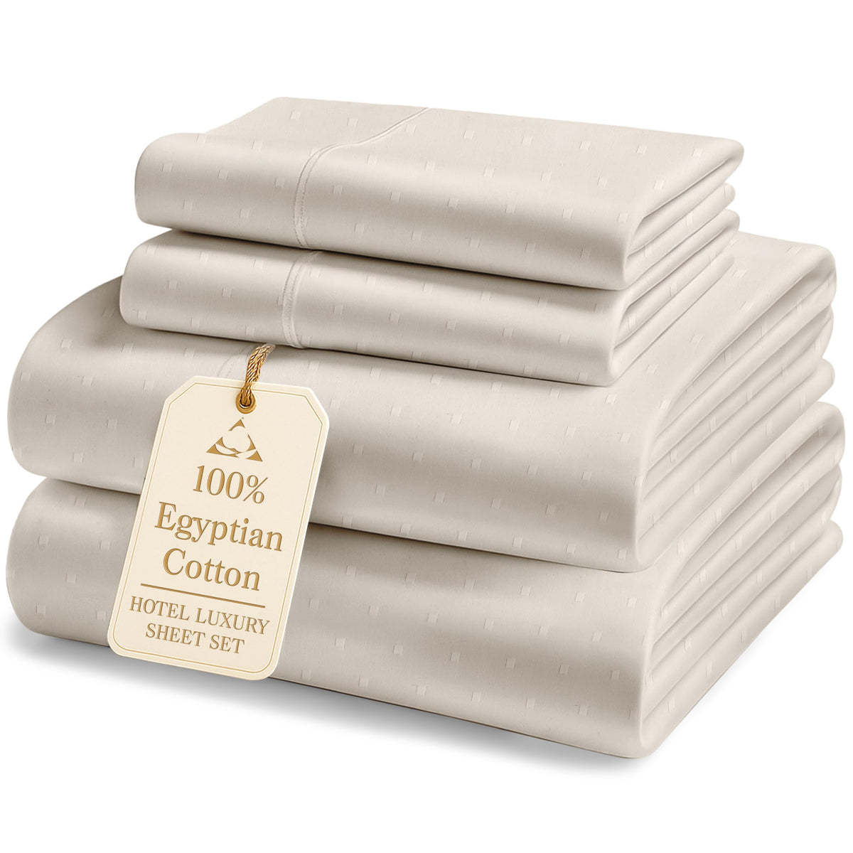 LANE LINEN 100% Egyptian Cotton Sheets King Size Silky Sateen Weave - White