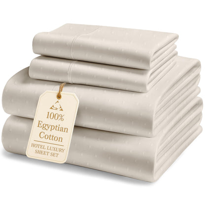 LANE LINEN 100% Egyptian Cotton Sheets King Size Silky Sateen Weave - White