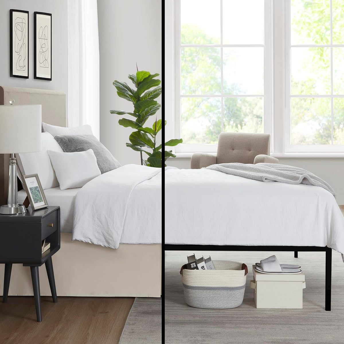 Nestl Linen Bed Skirt Queen Size - Queen Bed Skirt 14 Inch Drop - Brushed Microfiber Bed Skirts - Hotel Quality Pleated Bed Skirt - Shrinkage & Fade Resistant