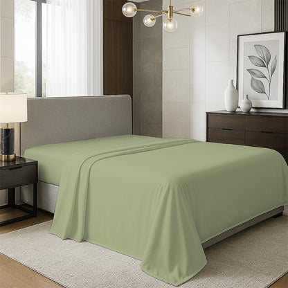 TEXAS LINEN CO. 100% Organic Cotton Queen Flat Sheet, Percale Weave, White