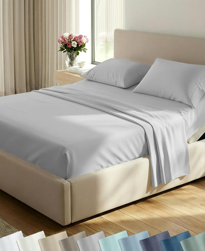 California Design Den Soft 100% Cotton Sateen Queen Bed Sheets Set, White