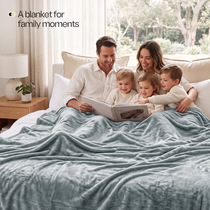 Soft Fleece Blanket for Bed Queen Size Cool Grey (90x90 Inch)