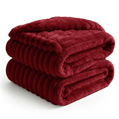 BEDELITE Ribbed Fleece Throw Blanket for Couch, Cream, 50"x60"