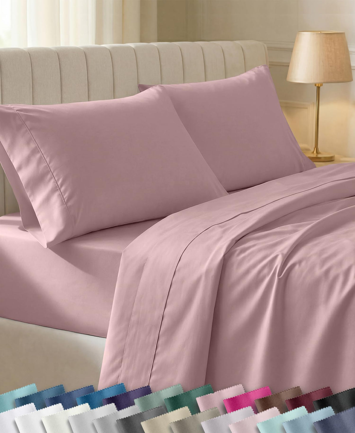 California Design Den Soft 100% Cotton Sateen Queen Bed Sheets Set, White