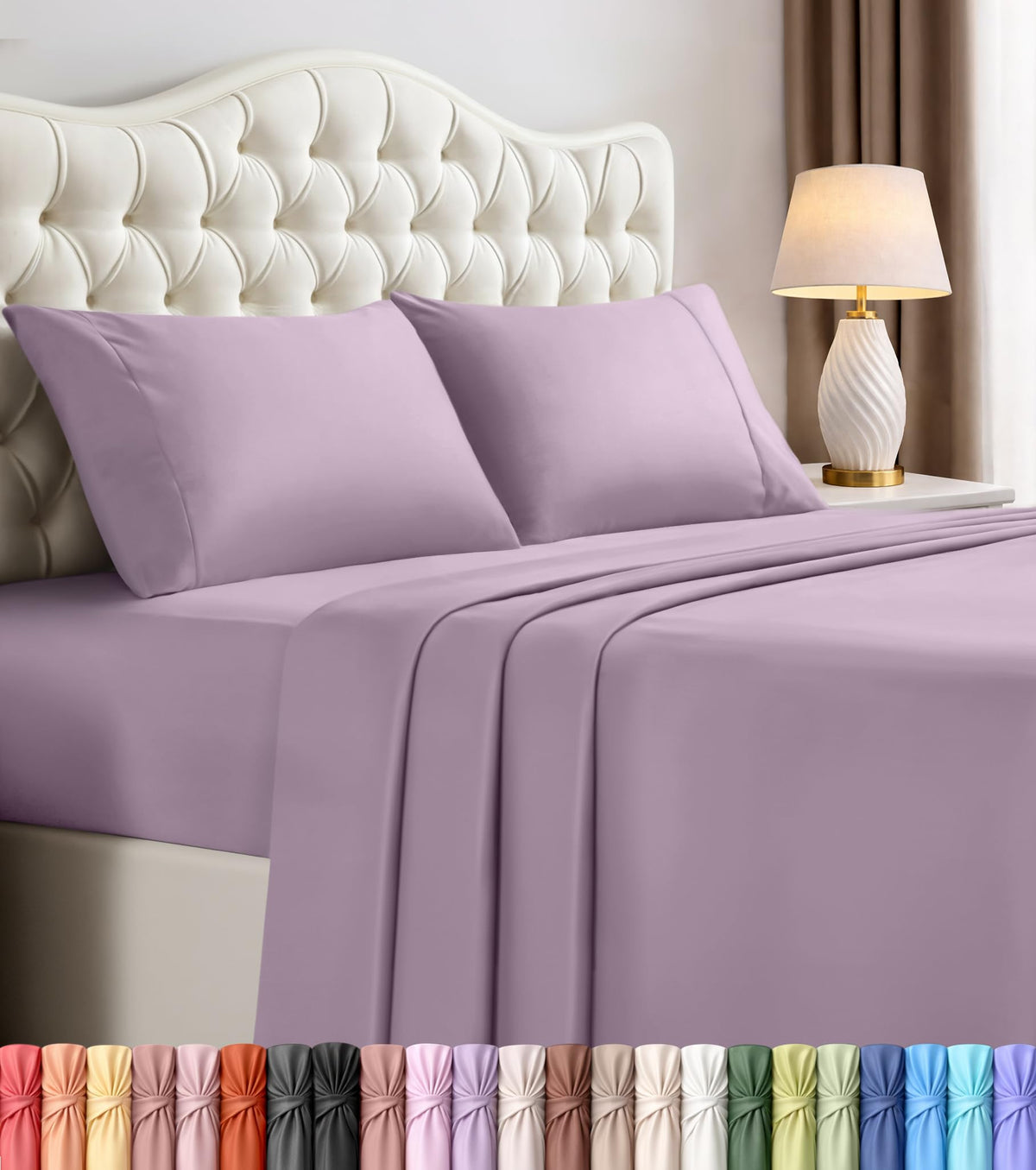 Queen Sheets Set, 4 Pieces 16" Deep Pocket Hotel Luxury Bed Sheets, Grey