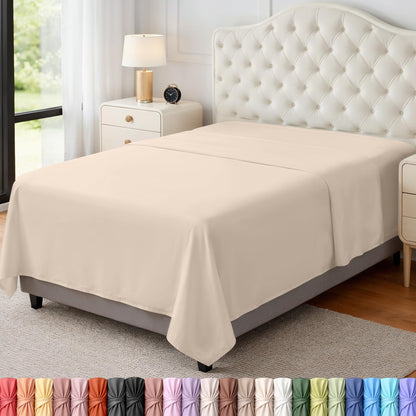 Twin Size Flat Sheet Only Pack of 6, Ultra Soft Hotel Sheets, White