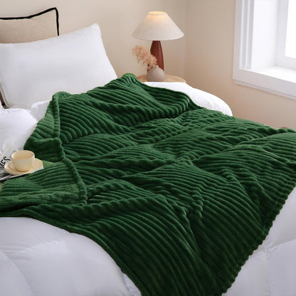 Sage Green Fleece Throw Blanket 50”×60” for Couch Sofa Livingroom
