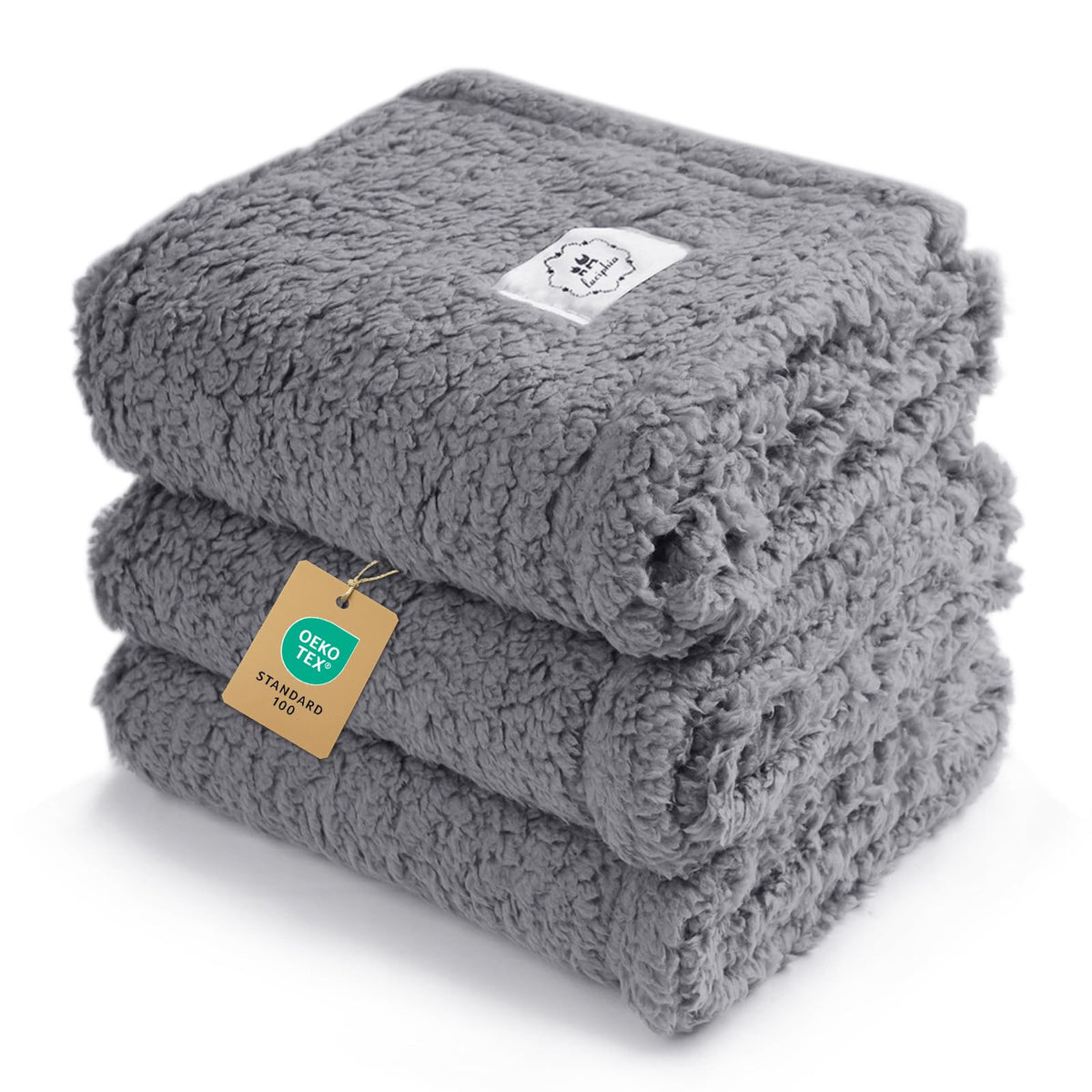1 Pack 3 Calming Blankets Fluffy Premium Fleece Pet Blanket Soft Sherpa Throw for Dog Puppy Cat Beige Small (23" x16'')