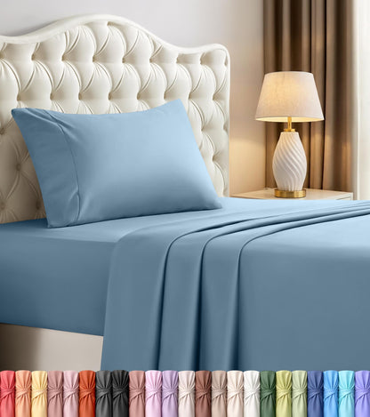 Queen Sheets Set, 4 Pieces 16" Deep Pocket Hotel Luxury Bed Sheets, Grey