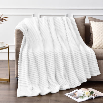 BEDELITE 3D Ribbed Jacquard Pink Fleece Throw Blanket for Couch, 50x60 Inch