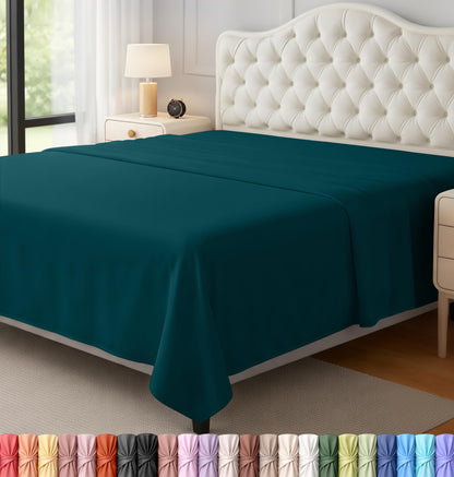 Queen Size Flat Sheet Only, Ultra Soft & Breathable Hotel Sheets, Grey