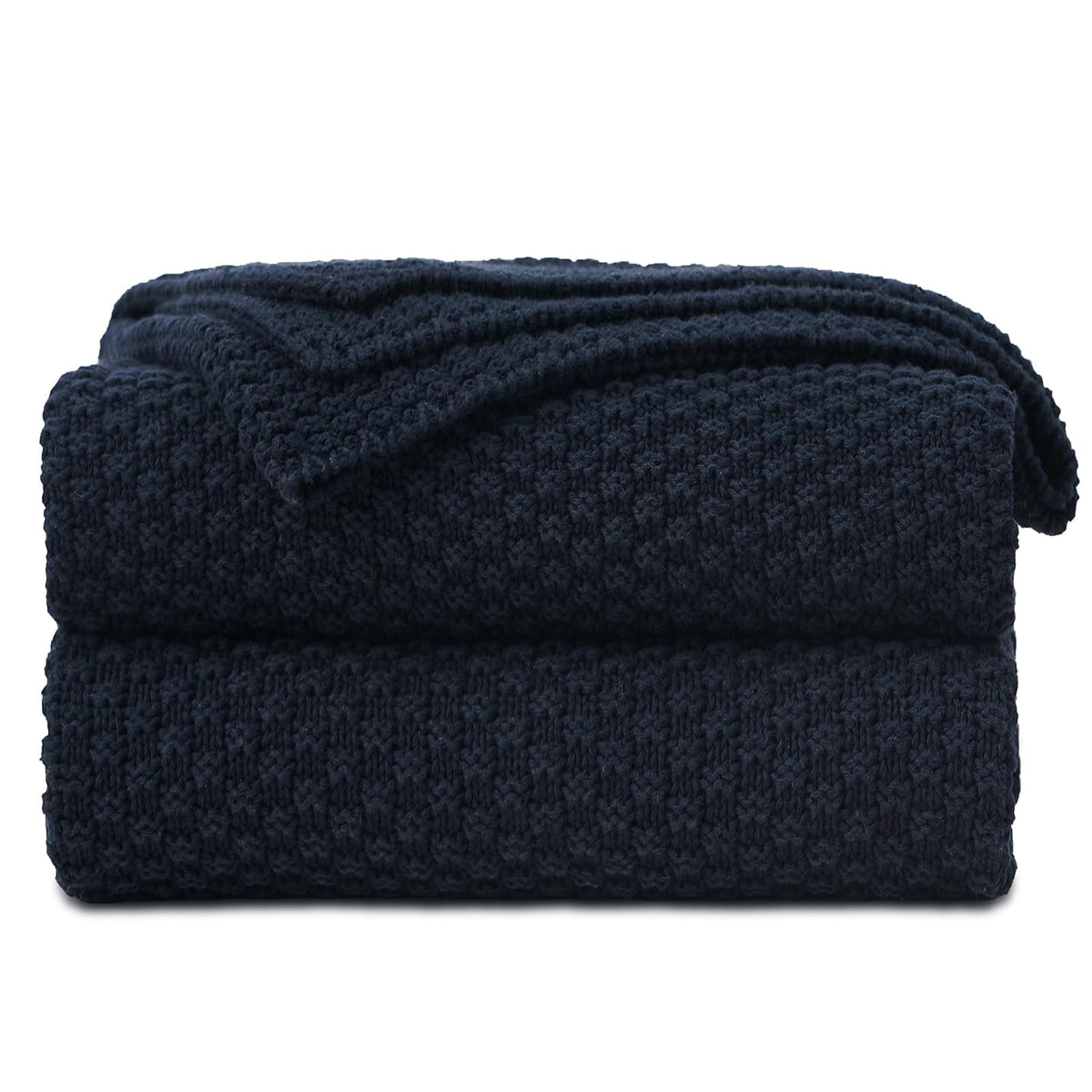 Longhui bedding 100% Cotton Knitted Throw Blanket – Dark Grey, Soft & Cozy, Machine Washable, 51"x63" – Perfect for Living Room, Couch, Sofa, Bed or Travel