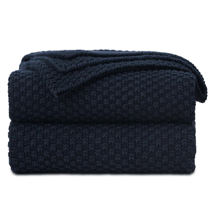 Longhui bedding 100% Cotton Knitted Throw Blanket – Dark Grey, Soft & Cozy, Machine Washable, 51"x63" – Perfect for Living Room, Couch, Sofa, Bed or Travel