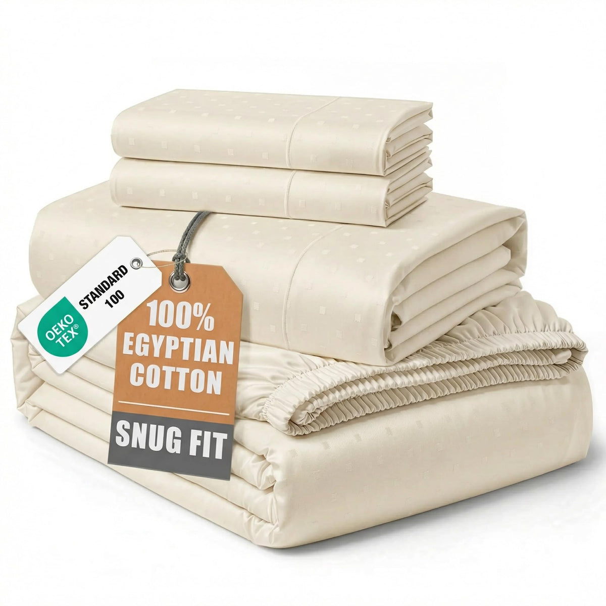 LANE LINEN 100% Egyptian Cotton Sheets King Size Silky Sateen Weave - White