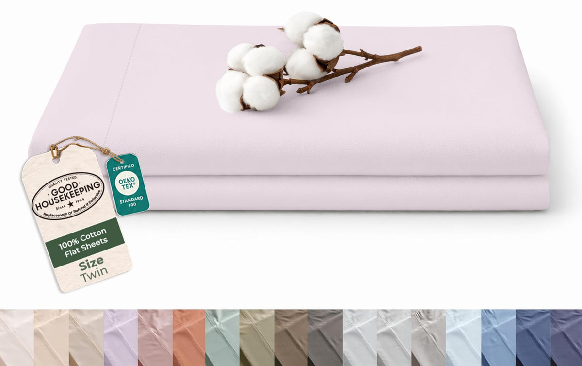 Royale Linens 100% Organic Cotton Full Size Flat Sheet Only - Percale Top Sheets - Full Flat Sheet Sold Separately - Lightweight & Super Soft 100% Cotton White Bed Sheets Only (81" x 96", White)