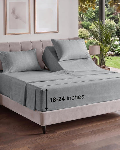 Extra Deep King Sheet Set - 4 Piece Breathable & Cooling - Antique White