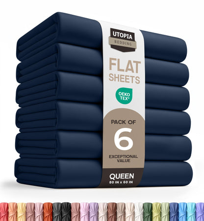 Queen Size Flat Sheet Only, Ultra Soft & Breathable Hotel Sheets, White