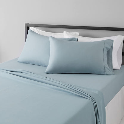 Amazon Basics Lightweight Breathable Wrinkle-Free Brushed Microfiber 3-Piece Bed Sheet Set with 14-Inch Deep Pockets, Twin, Bright White, Solid