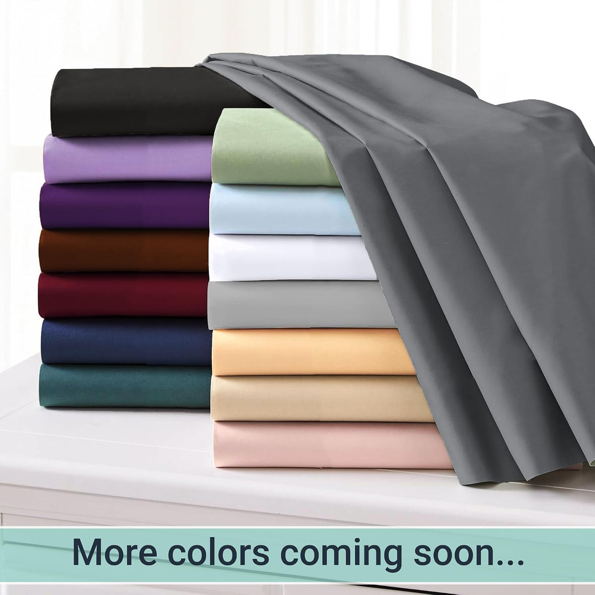 ZPECC Twin Flat Sheets Only White 4 Pack, Color-Coded Hem Threads