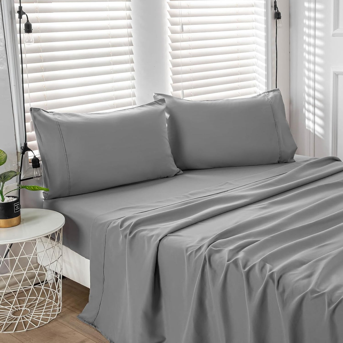 Kingnex Oversized King Flat Sheet 132x110 Top Sheet Only Grey