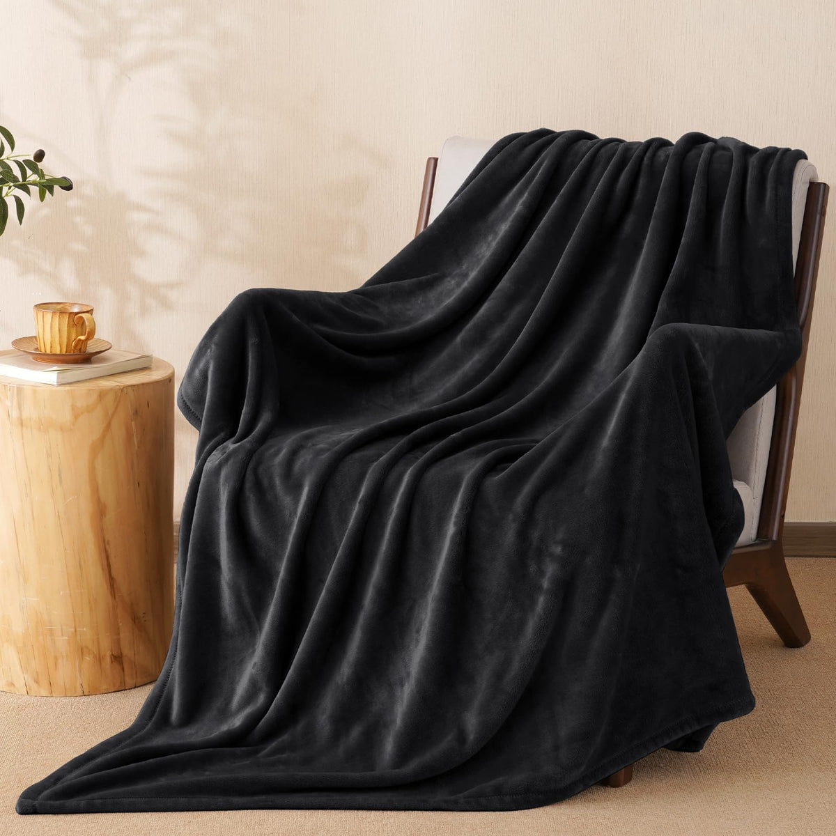 PHF Fleece Blanket King Size 108x90-300GSM Lightweight Airy Warmth, Khaki